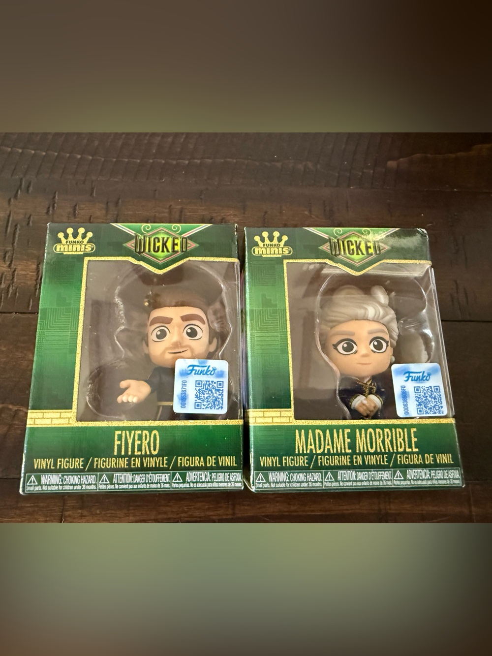 Funko Two-Pack Fiyero & Madame Morrible Vinyl Figures in Green Boxes
